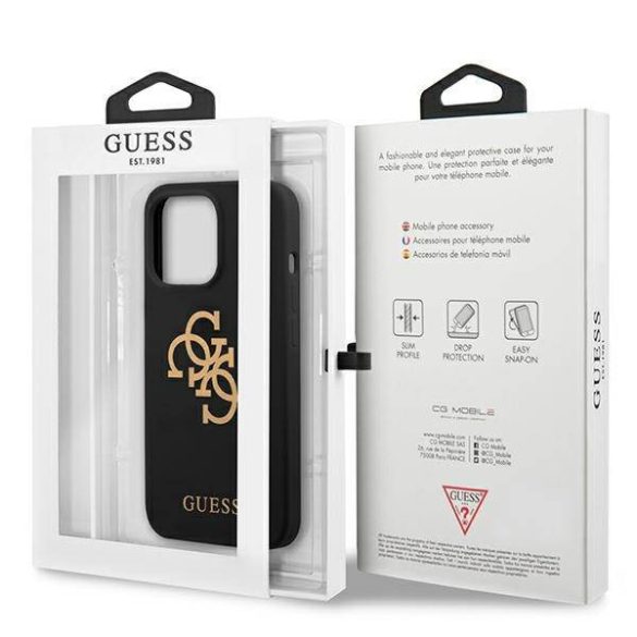 Guess GUHCP13LLS4GGBK iPhone 13 Pro / 13 6,1" fekete szilikon 4G Logo keménytok