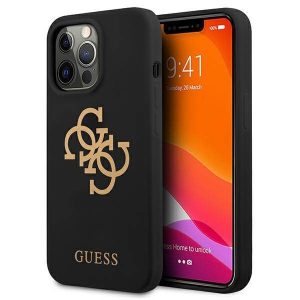 Guess GUHCP13XLS4GGBK iPhone 13 Pro Max 6,7" fekete szilikon keménytok 4G Logo