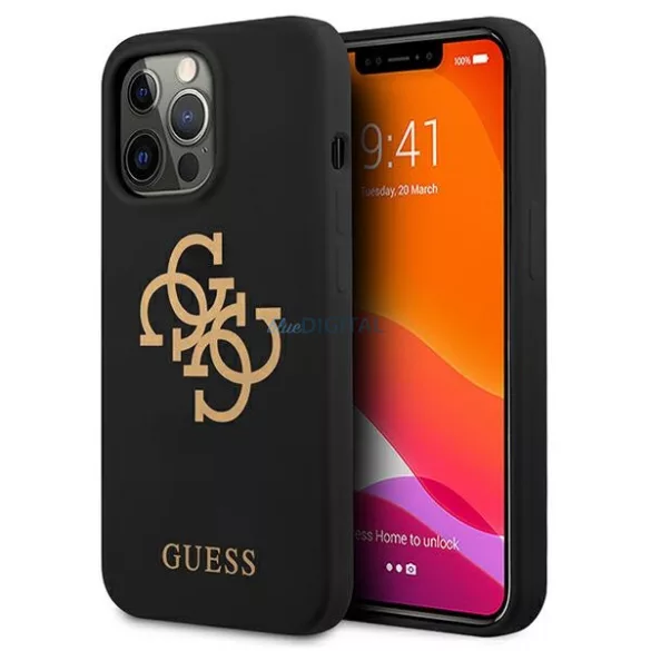Guess GUHCP13XLS4GGBK iPhone 13 Pro Max 6,7" fekete szilikon keménytok 4G Logo
