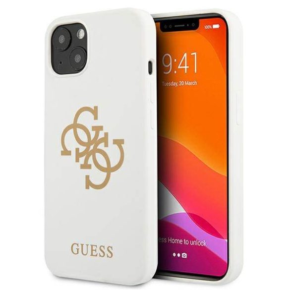 Guess GUHCP13SLS4GGWH iPhone 13 mini 5,4" fehér szilikon 4G logó keménytok