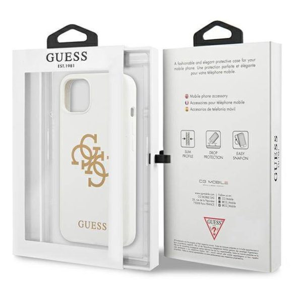 Guess GUHCP13SLS4GGWH iPhone 13 mini 5,4" fehér szilikon 4G logó keménytok