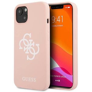 Guess GUHCP13SLS4GWPI iPhone 13 mini 5,4" rózsaszín szilikon 4G logó keménytok