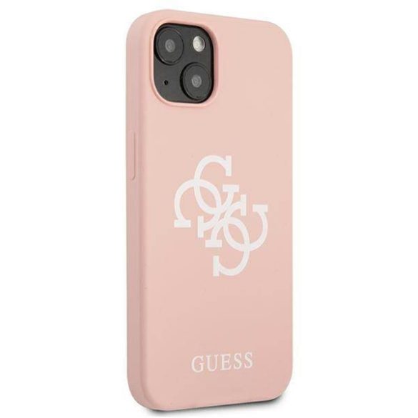 Guess GUHCP13SLS4GWPI iPhone 13 mini 5,4" rózsaszín szilikon 4G logó keménytok