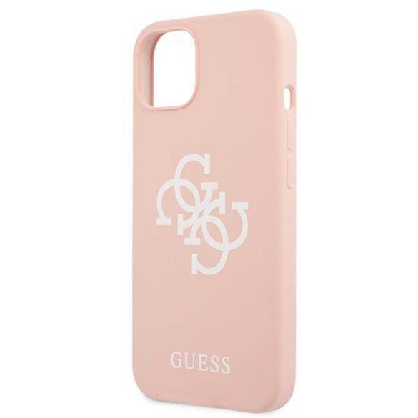 Guess GUHCP13SLS4GWPI iPhone 13 mini 5,4" rózsaszín szilikon 4G logó keménytok