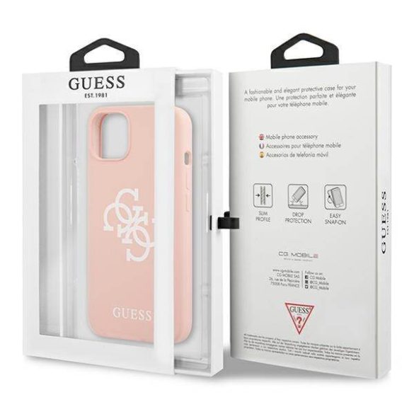 Guess GUHCP13SLS4GWPI iPhone 13 mini 5,4" rózsaszín szilikon 4G logó keménytok