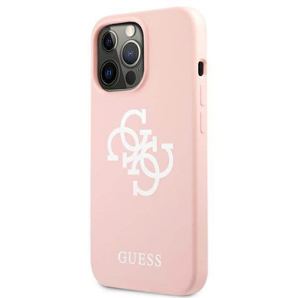 Guess GUHCP13LLS4GWPI iPhone 13 Pro / 13 6,1" rózsaszín szilikon 4G Logo keménytok