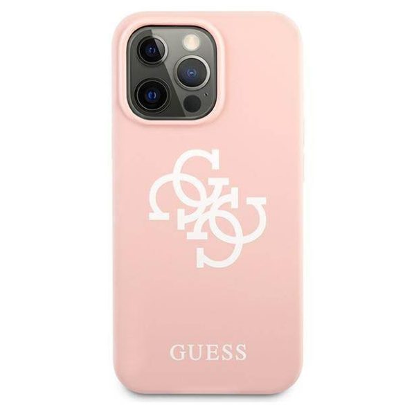 Guess GUHCP13LLS4GWPI iPhone 13 Pro / 13 6,1" rózsaszín szilikon 4G Logo keménytok