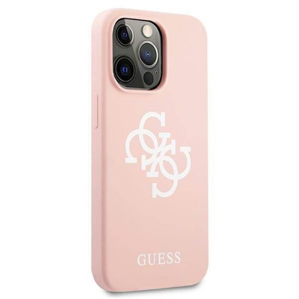 Guess GUHCP13LLS4GWPI iPhone 13 Pro / 13 6,1" rózsaszín szilikon 4G Logo keménytok