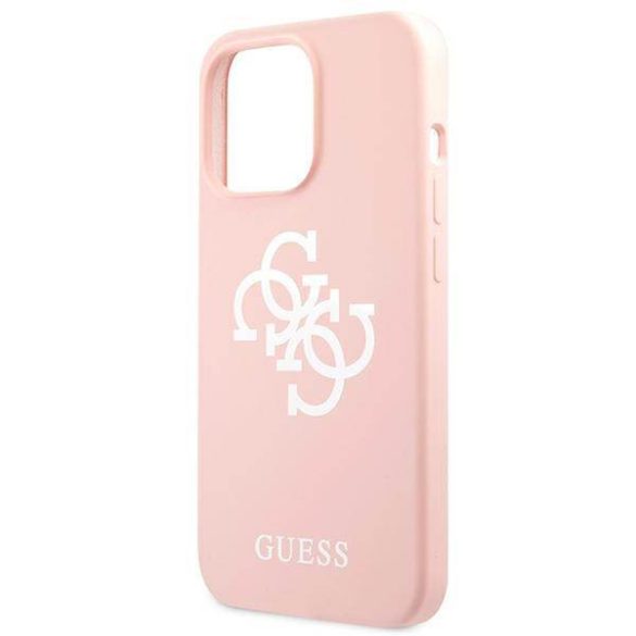 Guess GUHCP13LLS4GWPI iPhone 13 Pro / 13 6,1" rózsaszín szilikon 4G Logo keménytok