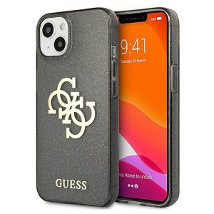 Guess GUHCP13SPCUGL4GBK iPhone 13 mini 5,4" fekete csillogó 4G nagy logós keménytok