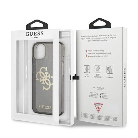 Guess GUHCP13SPCUGL4GBK iPhone 13 mini 5,4" fekete csillogó 4G nagy logós keménytok