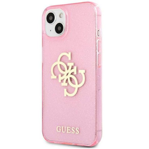 Guess GUHCP13SPCUGL4GPI iPhone 13 mini 5,4" rózsaszín csillogó 4G nagy logós keménytok