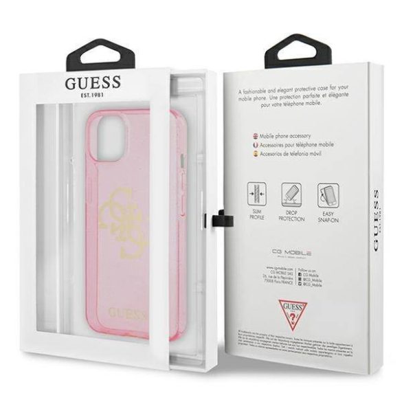 Guess GUHCP13SPCUGL4GPI iPhone 13 mini 5,4" rózsaszín csillogó 4G nagy logós keménytok