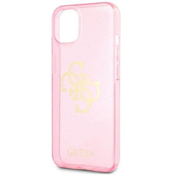 Guess GUHCP13MPCUGL4GPI iPhone 13 6.1" rózsaszín keménytok Glitter 4G nagy logó