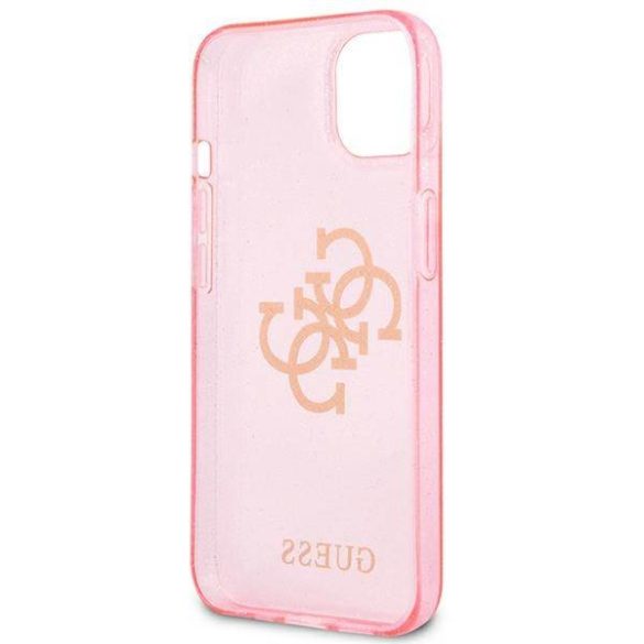 Guess GUHCP13MPCUGL4GPI iPhone 13 6.1" rózsaszín keménytok Glitter 4G nagy logó