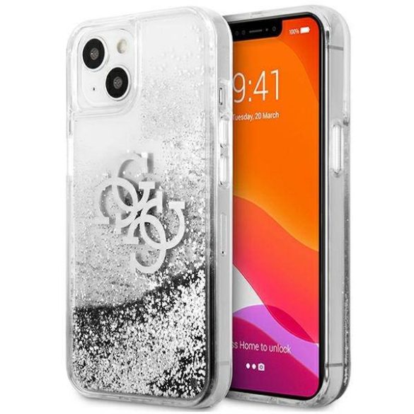 Guess GUHCP13SLG4GSI iPhone 13 mini 5,4" ezüst 4G nagy folyékony csillogó kristályos keménytok