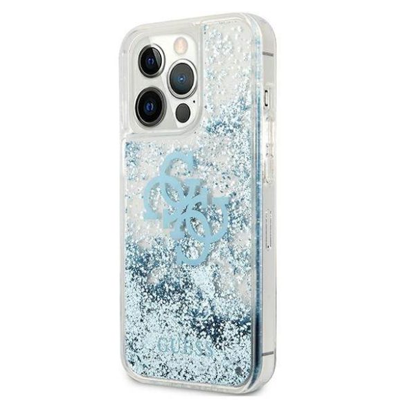 Guess GUHCP13LLG4GBL iPhone 13 Pro / 13 6,1" kék 4G nagy folyékony csillogó kristályos keménytok