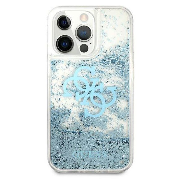 Guess GUHCP13LLG4GBL iPhone 13 Pro / 13 6,1" kék 4G nagy folyékony csillogó kristályos keménytok