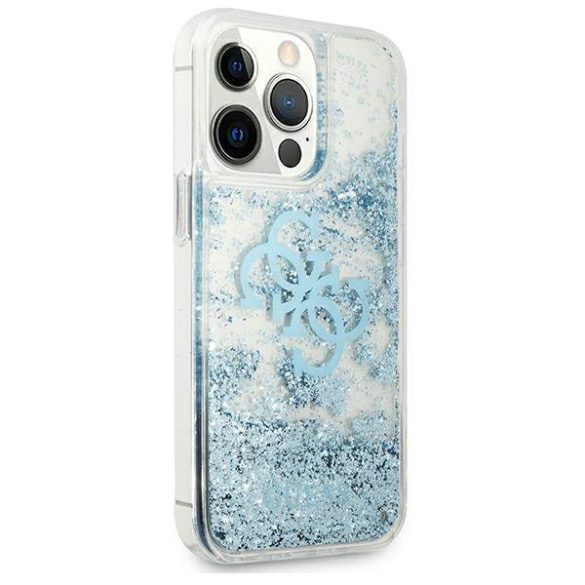 Guess GUHCP13LLG4GBL iPhone 13 Pro / 13 6,1" kék 4G nagy folyékony csillogó kristályos keménytok