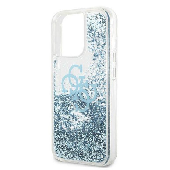 Guess GUHCP13LLG4GBL iPhone 13 Pro / 13 6,1" kék 4G nagy folyékony csillogó kristályos keménytok