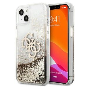 Guess GUHCP13SLG4GGO iPhone 13 mini 5,4" arany 4G nagy folyékony csillogó kristályos keménytok