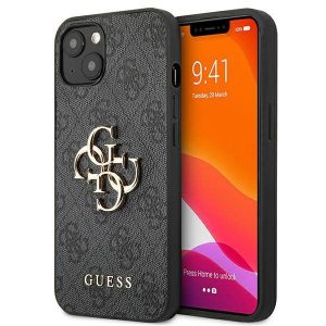 Guess GUHCP13M4GMGGR iPhone 13 / 14 / 15 6.1" szürke keménytok 4G nagy fém logóval