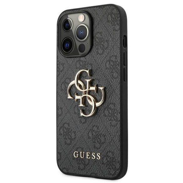 Guess GUHCP13L4GMGGR iPhone 13 Pro / 13 6,1 szürke 4G nagy fém logós keménytok