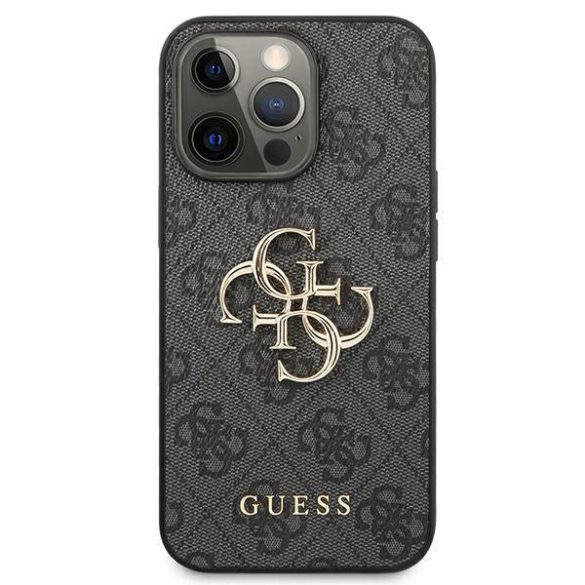 Guess GUHCP13L4GMGGR iPhone 13 Pro / 13 6,1 szürke 4G nagy fém logós keménytok