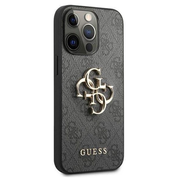 Guess GUHCP13L4GMGGR iPhone 13 Pro / 13 6,1 szürke 4G nagy fém logós keménytok