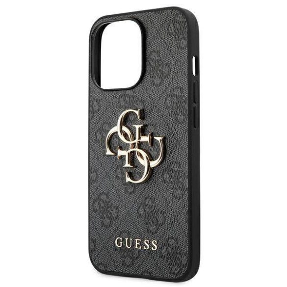 Guess GUHCP13L4GMGGR iPhone 13 Pro / 13 6,1 szürke 4G nagy fém logós keménytok