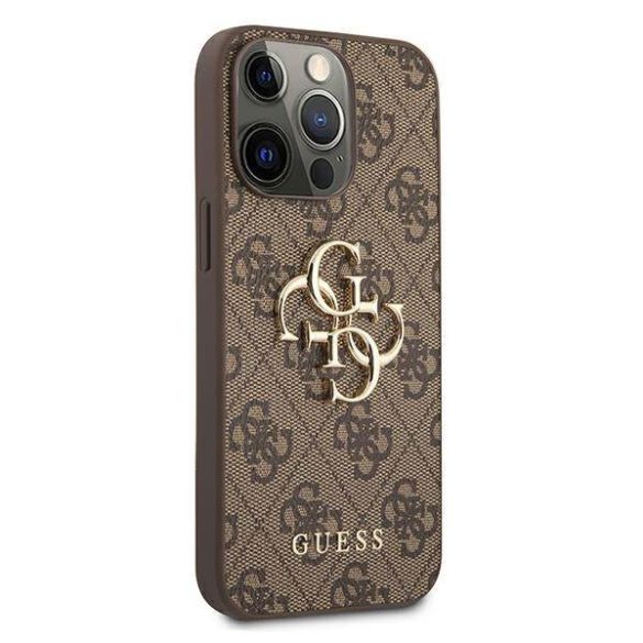 Guess GUHCP13L4GMGBR iPhone 13 Pro / 13 6,1" barna 4G nagy fém logós keménytok