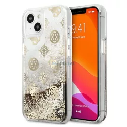   Guess GUHCP13SLGPEGO iPhone 13 mini 5,4" arany Peony folyékony csillogó kristályos keménytok