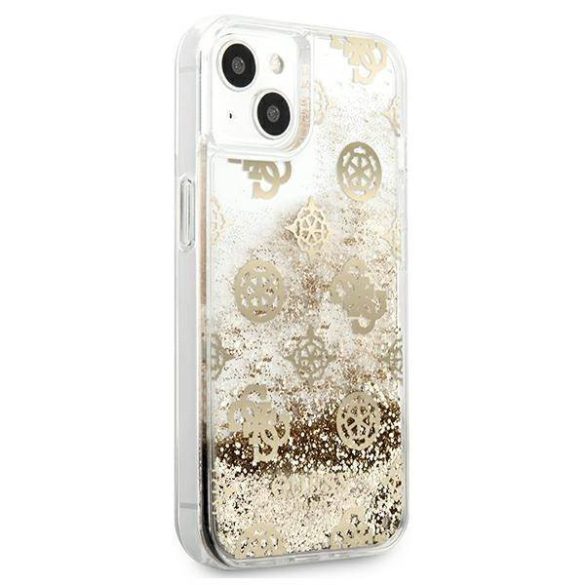 Guess GUHCP13SLGPEGO iPhone 13 mini 5,4" arany Peony folyékony csillogó kristályos keménytok