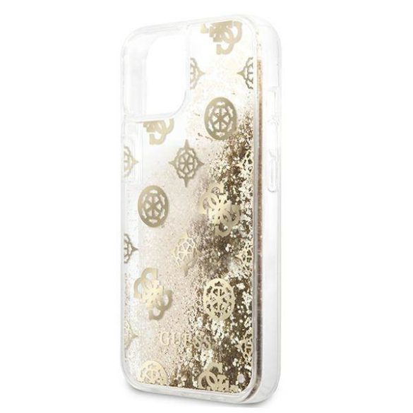 Guess GUHCP13SLGPEGO iPhone 13 mini 5,4" arany Peony folyékony csillogó kristályos keménytok