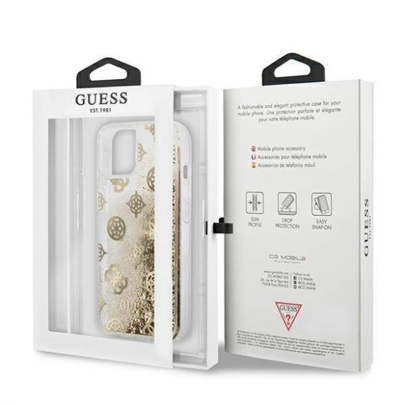 Guess GUHCP13SLGPEGO iPhone 13 mini 5,4" arany Peony folyékony csillogó kristályos keménytok