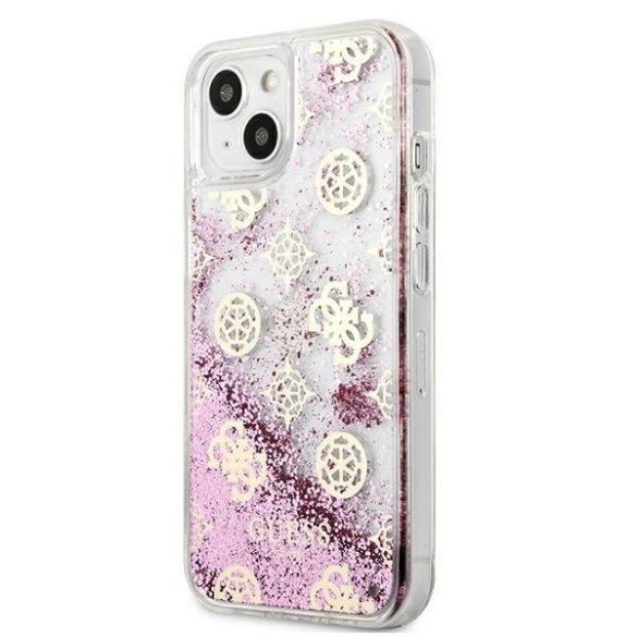 Guess GUHCP13SLGPEPI iPhone 13 mini 5,4" rózsaszín Peony folyékony csillogó kristályos keménytok