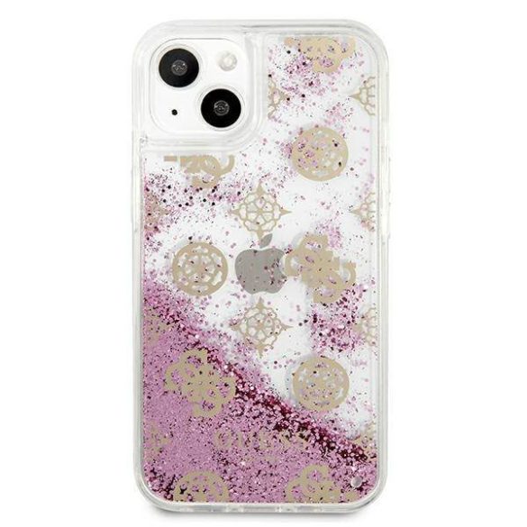 Guess GUHCP13SLGPEPI iPhone 13 mini 5,4" rózsaszín Peony folyékony csillogó kristályos keménytok