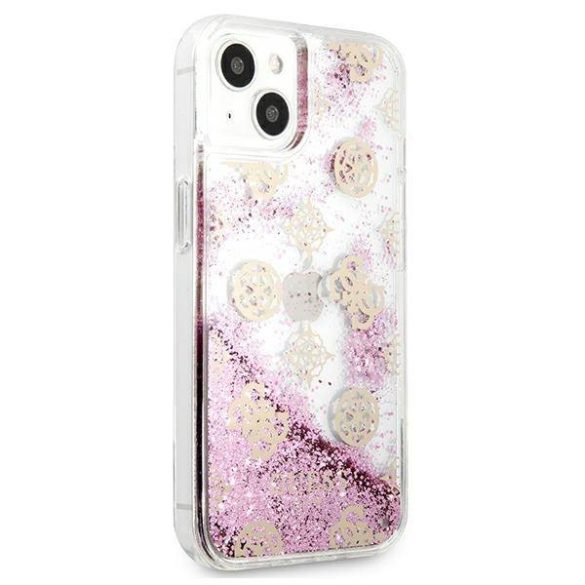 Guess GUHCP13SLGPEPI iPhone 13 mini 5,4" rózsaszín Peony folyékony csillogó kristályos keménytok