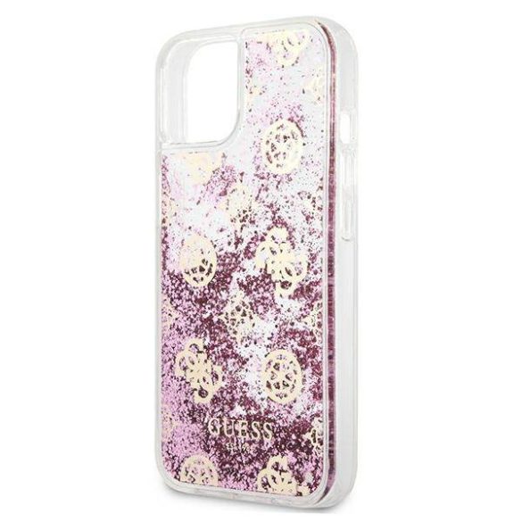 Guess GUHCP13SLGPEPI iPhone 13 mini 5,4" rózsaszín Peony folyékony csillogó kristályos keménytok