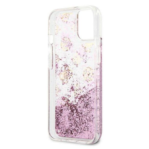 Guess GUHCP13SLGPEPI iPhone 13 mini 5,4" rózsaszín Peony folyékony csillogó kristályos keménytok