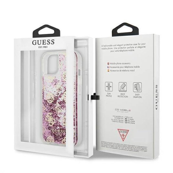 Guess GUHCP13SLGPEPI iPhone 13 mini 5,4" rózsaszín Peony folyékony csillogó kristályos keménytok