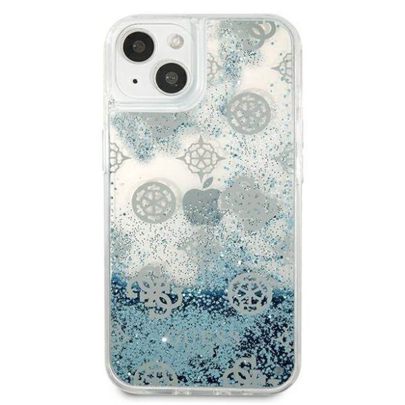 Guess GUHCP13MLGPEBL iPhone 13 / 14 / 15 6.1" kék keménytok Peony Liquid Glitter