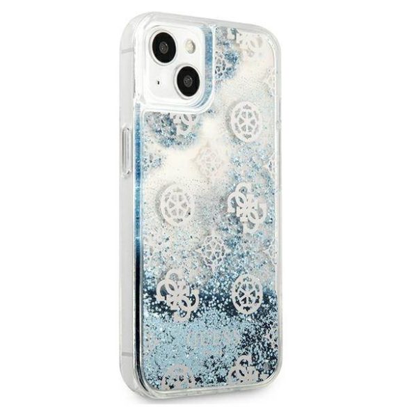 Guess GUHCP13MLGPEBL iPhone 13 / 14 / 15 6.1" kék keménytok Peony Liquid Glitter