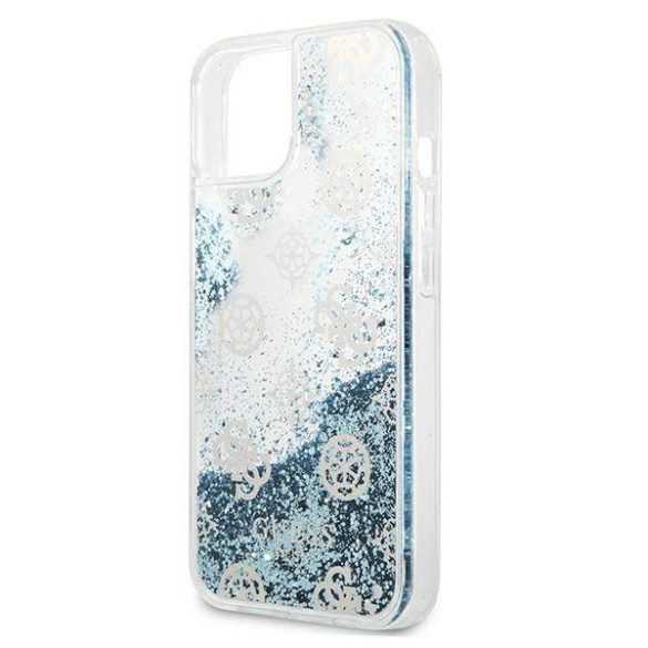 Guess GUHCP13MLGPEBL iPhone 13 / 14 / 15 6.1" kék keménytok Peony Liquid Glitter