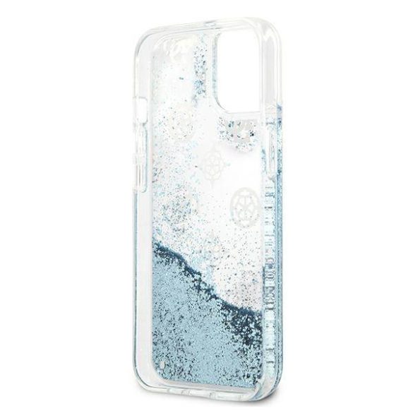Guess GUHCP13MLGPEBL iPhone 13 / 14 / 15 6.1" kék keménytok Peony Liquid Glitter