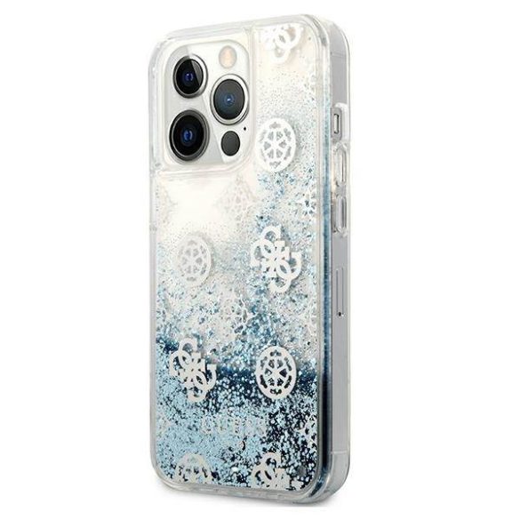 Guess GUHCP13LLGPEBL iPhone 13 Pro / 13 6,1" kék Peony folyékony csillogó kristályos keménytok