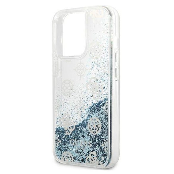 Guess GUHCP13LLGPEBL iPhone 13 Pro / 13 6,1" kék Peony folyékony csillogó kristályos keménytok