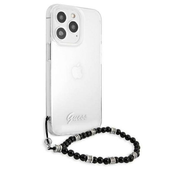 Guess GUHCP13LKPSBK iPhone 13 Pro / 13 6,1" átlátszó fekete gyöngyház keménytok