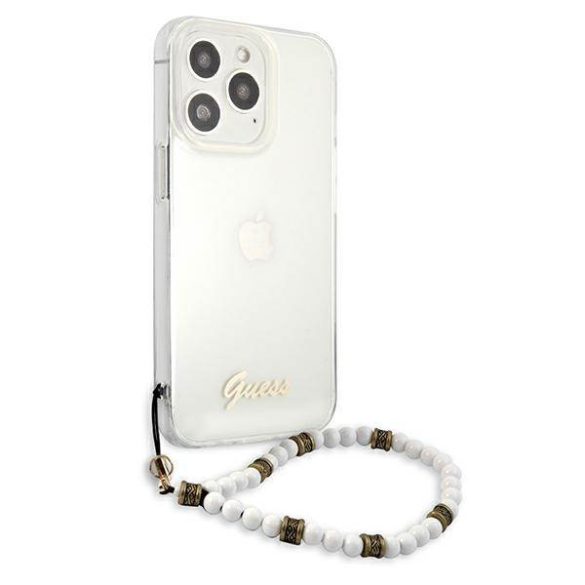 Guess GUHCP13LKPSWH iPhone 13 Pro / 13 6,1" átlátszó fehér gyöngyház keménytok