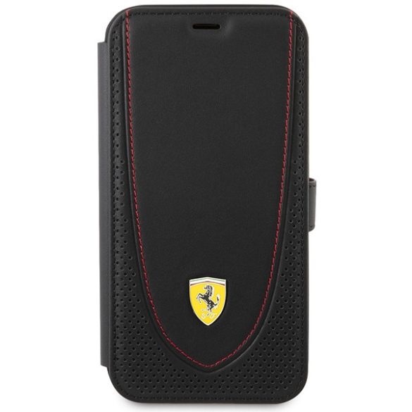 Ferrari FEFLBKP13LRGOK iPhone 13 Pro 6.1" fekete könyvtok bőr ívelt vonalú